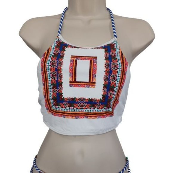 Women Two-Piece Swimsuits High Neck Tops & Brief Bottoms Multi-color - Picture 2 of 16